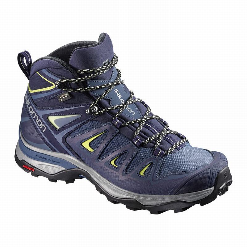 Salomon Singapore Womens Hiking Boots - X ULTRA 3 MID GORE-TEX Blue | 59103-DERN